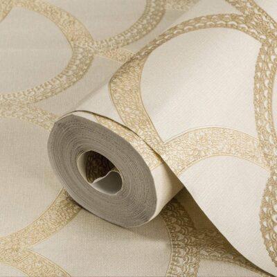 Simple waves ornament wallpaper Beige Code 7811-2