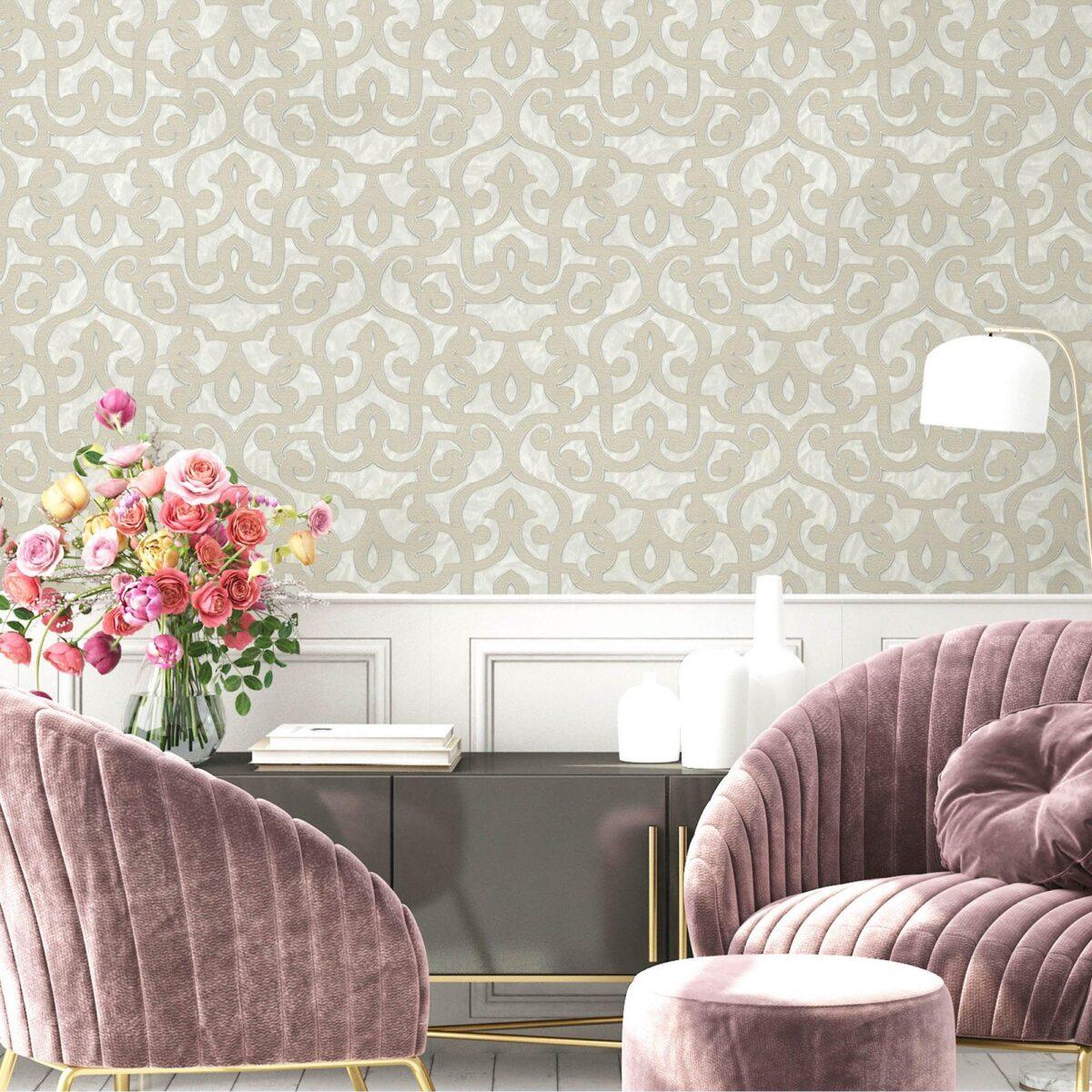 Bold neoclassical damask ornament wallpaper Gray Code 7810-2 - Image 6