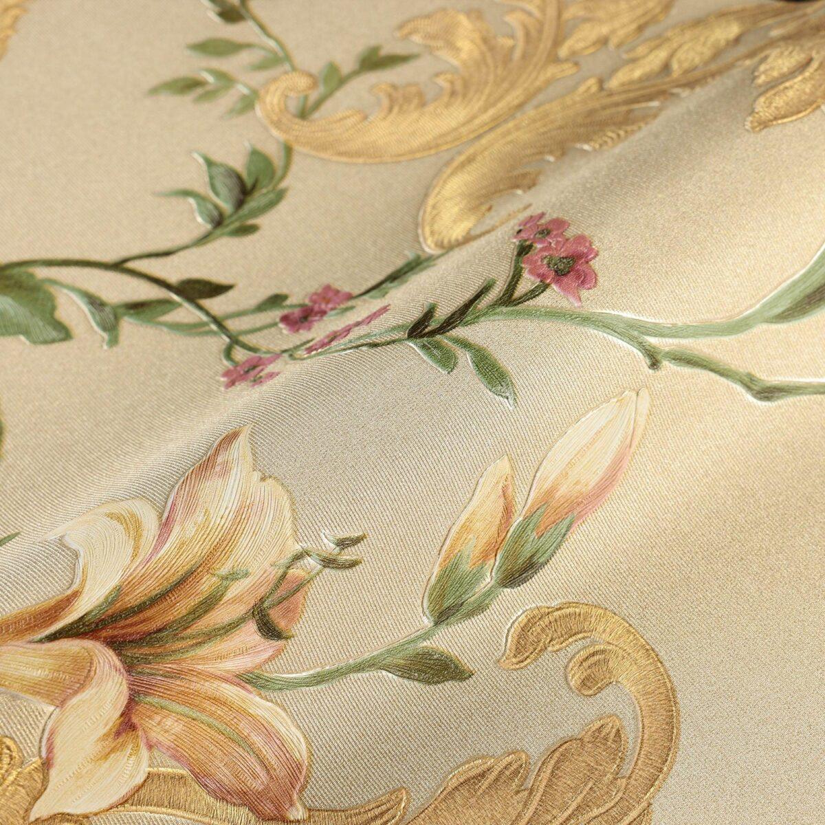 Floral damask with blooming roses ornament wallpaper Beige Code 7803-4 - Image 3