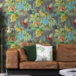 Wallpaper Parrot and Tropical Plant Trend Gray Code 9905-4 - Image 2