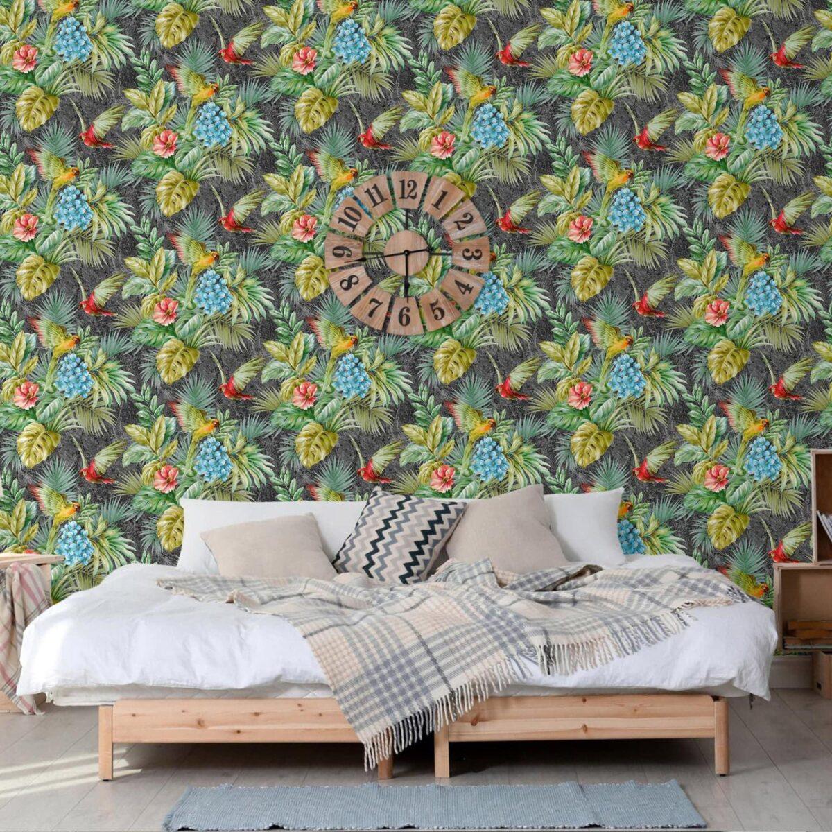 Wallpaper Parrot and Tropical Plant Trend Gray Code 9905-4 - Image 6