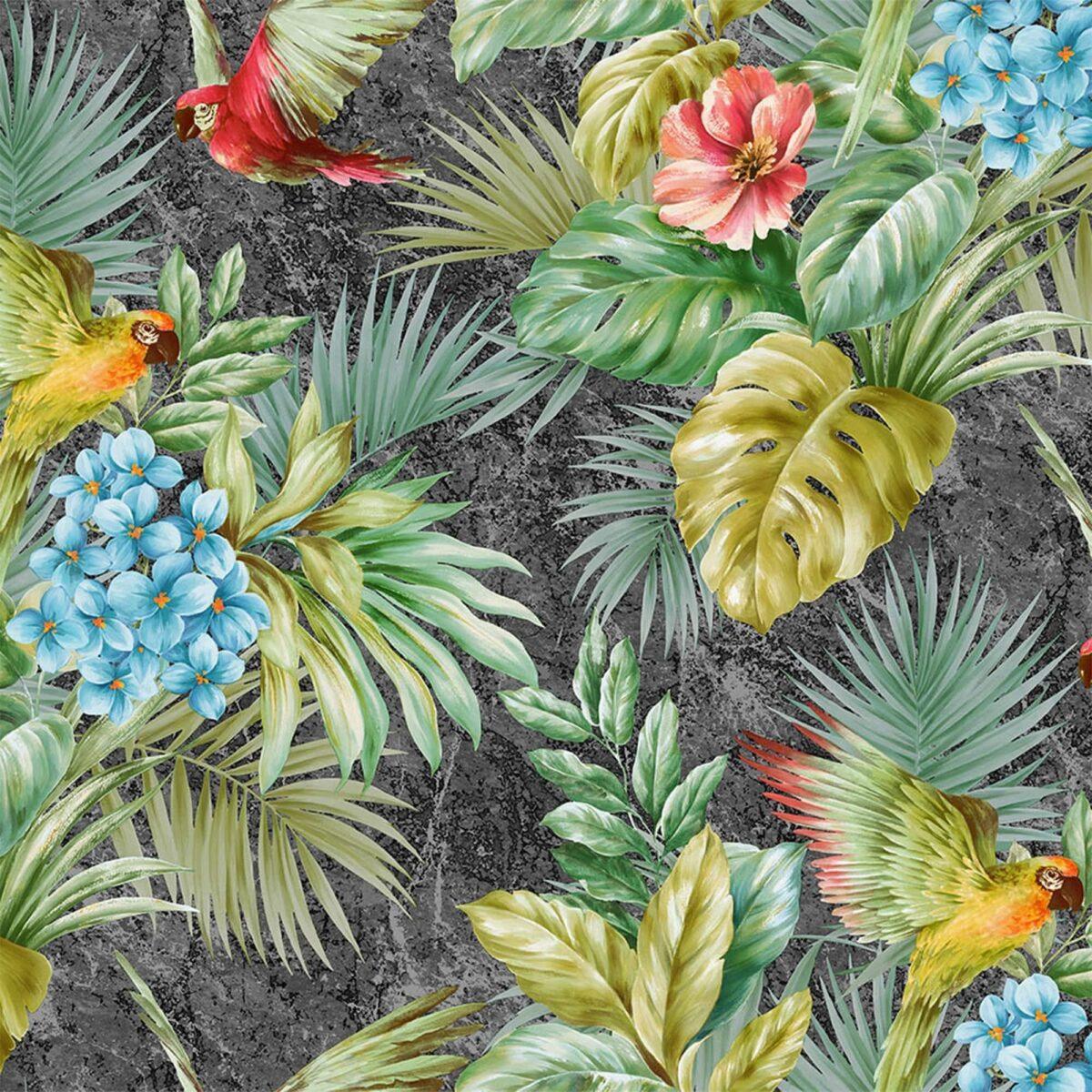 Wallpaper Parrot and Tropical Plant Trend Gray Code 9905-4 - Image 5