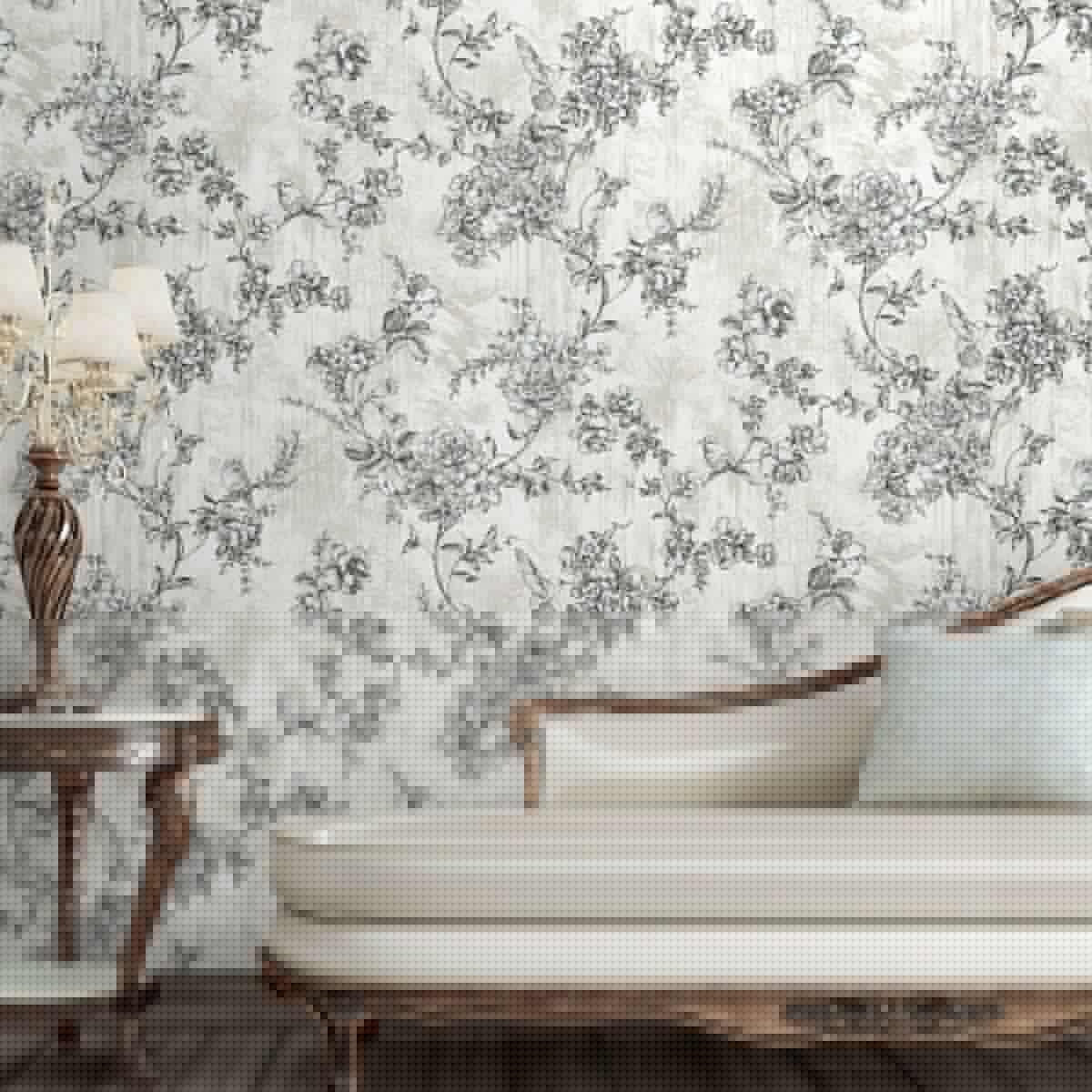 Floral Pattern Trend Wallpaper Black White Code 9914-1 - Image 2