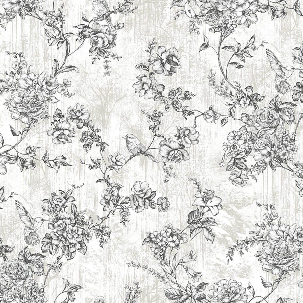Floral Pattern Trend Wallpaper Black White Code 9914-1 - Image 5