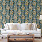 Floral detailed Rococo damask pattern wallpaper Green Code 7805-4 - Image 6