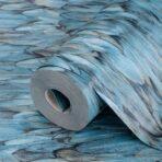Modern Bird Feather Patterned Wallpaper Blue Code 9913-3
