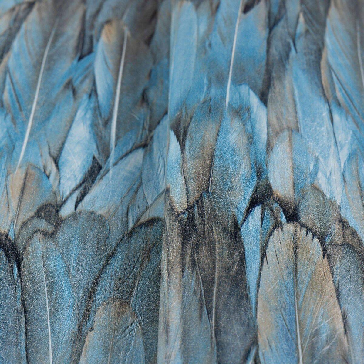 Modern Bird Feather Patterned Wallpaper Blue Code 9913-3 - Image 3