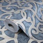 Bold neoclassical damask ornament wallpaper Black Code 7810-4