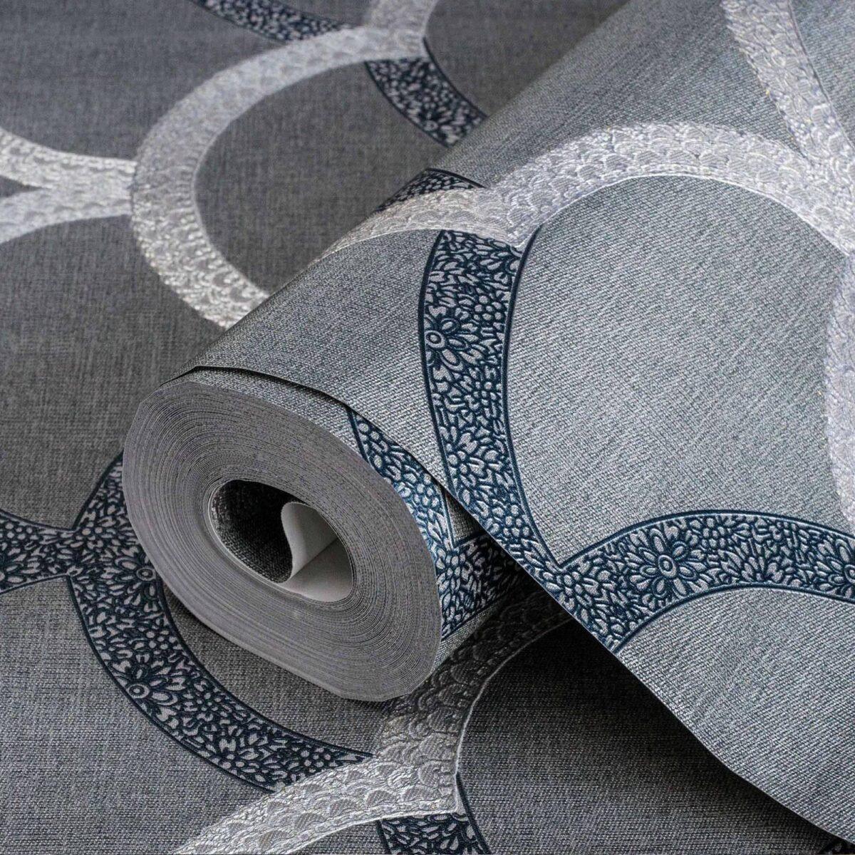 Simple waves ornament wallpaper Gray Code 7811-3 - Image 1