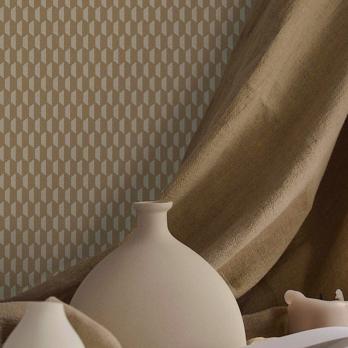 Hexagon Geometric Design Wallpaper Cream Code 23208-5 - Image 2