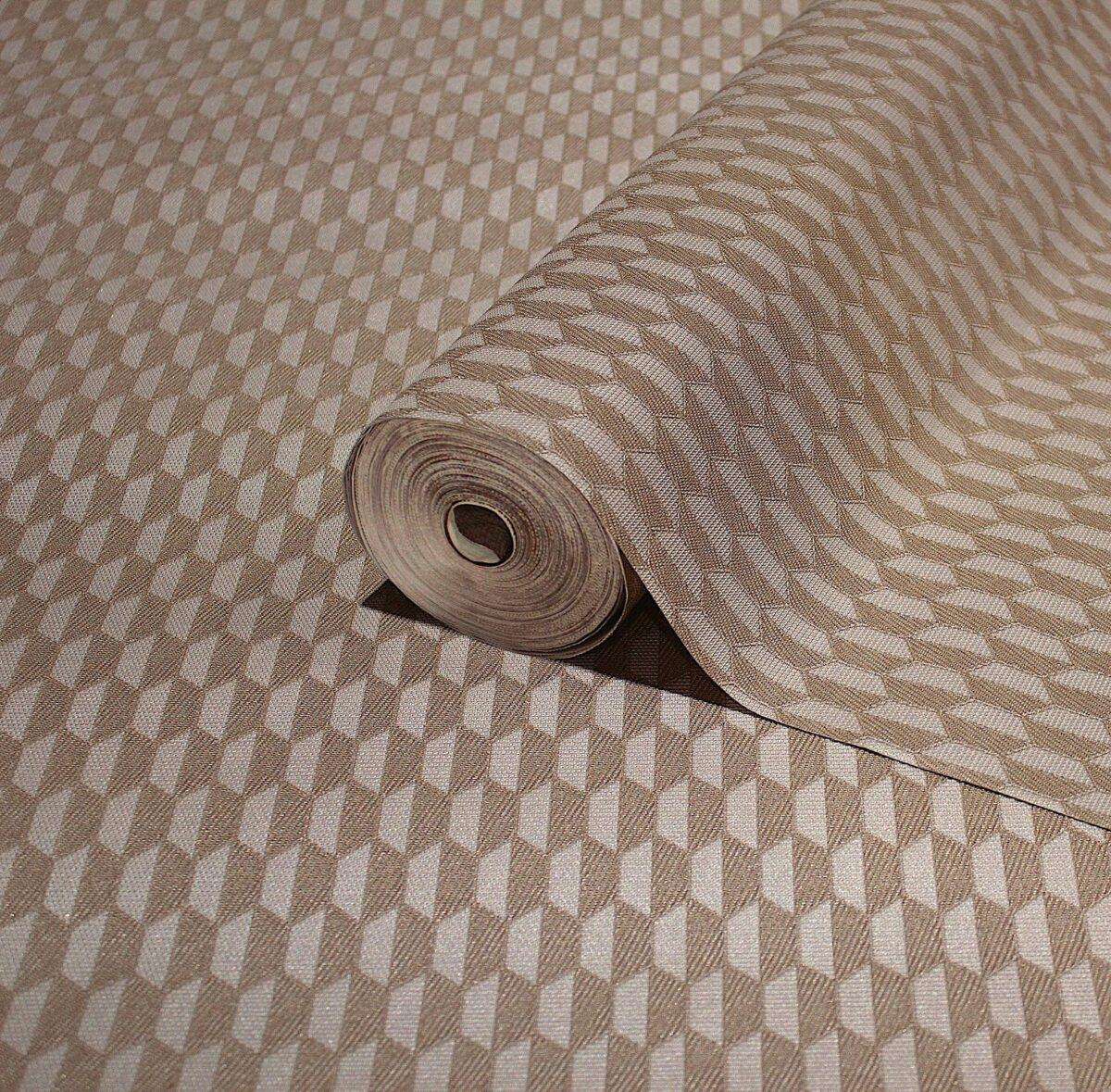 Hexagon Geometric Design Wallpaper Cream Code 23208-5 - Image 1