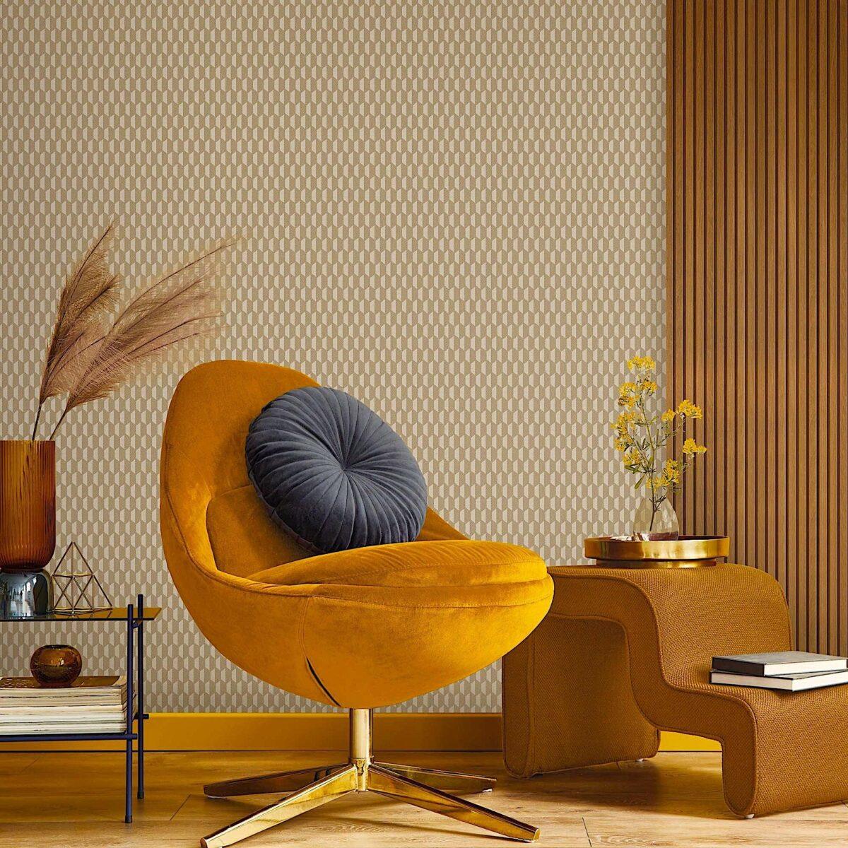 Hexagon Geometric Design Wallpaper Cream Code 23208-5 - Image 4