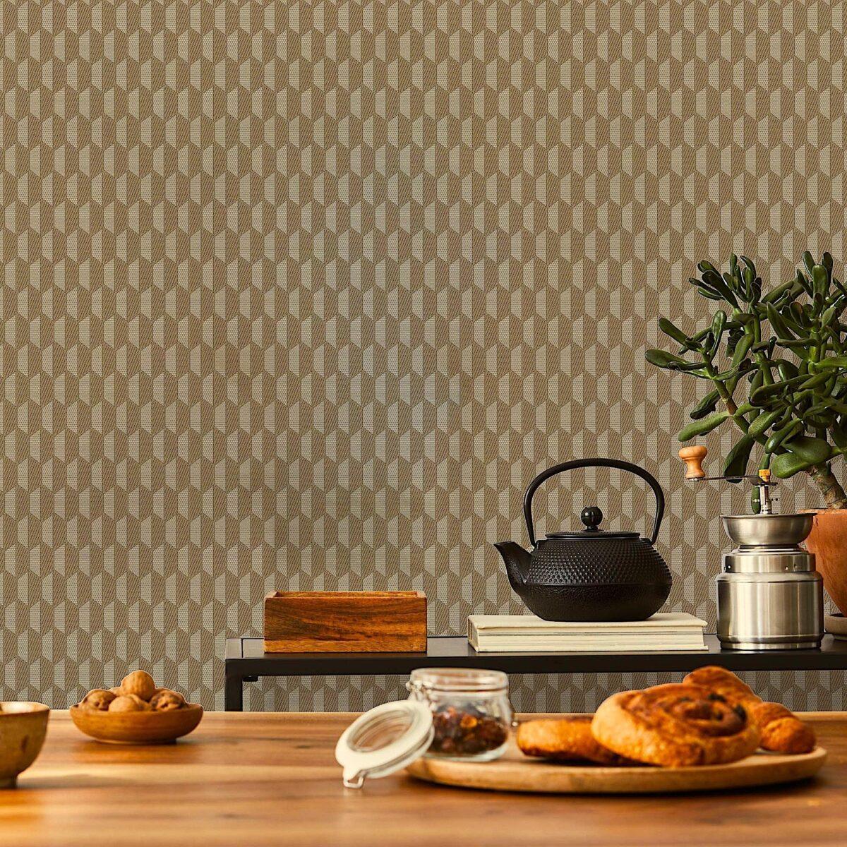 Hexagon Geometric Design Wallpaper Cream Code 23208-5 - Image 5