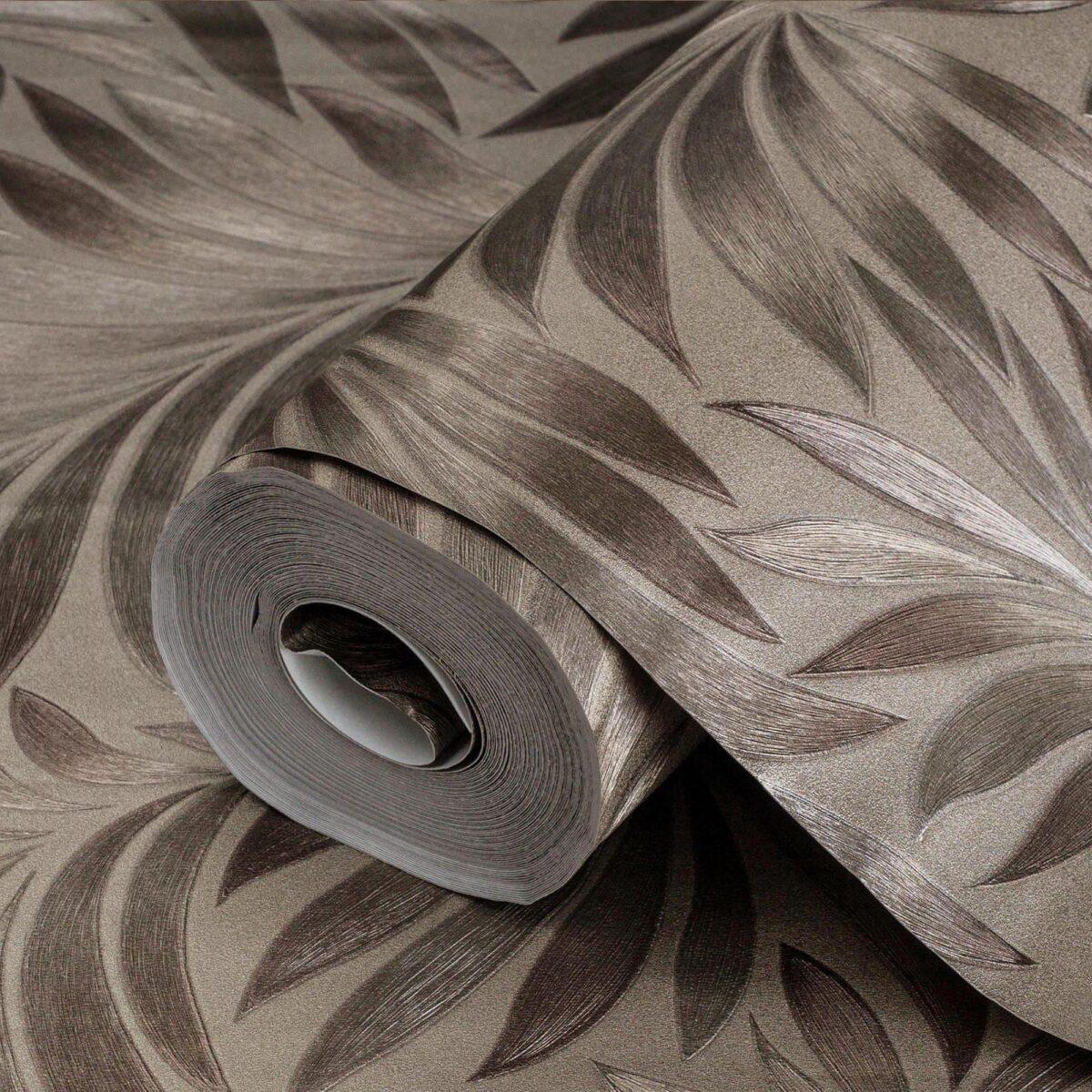 Tropical stylized leaves pattern wallpaper Brown Code 7812-3 - Image 1
