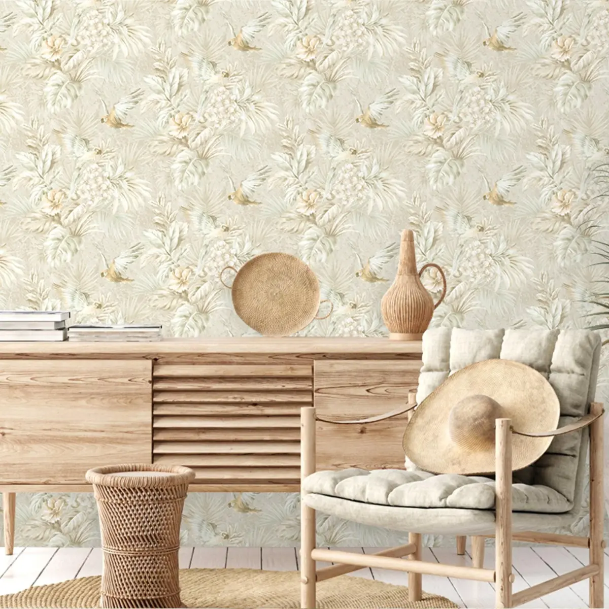Wallpaper Parrot and Tropical Plant Trend Cream Code 9905-2 - Image 6