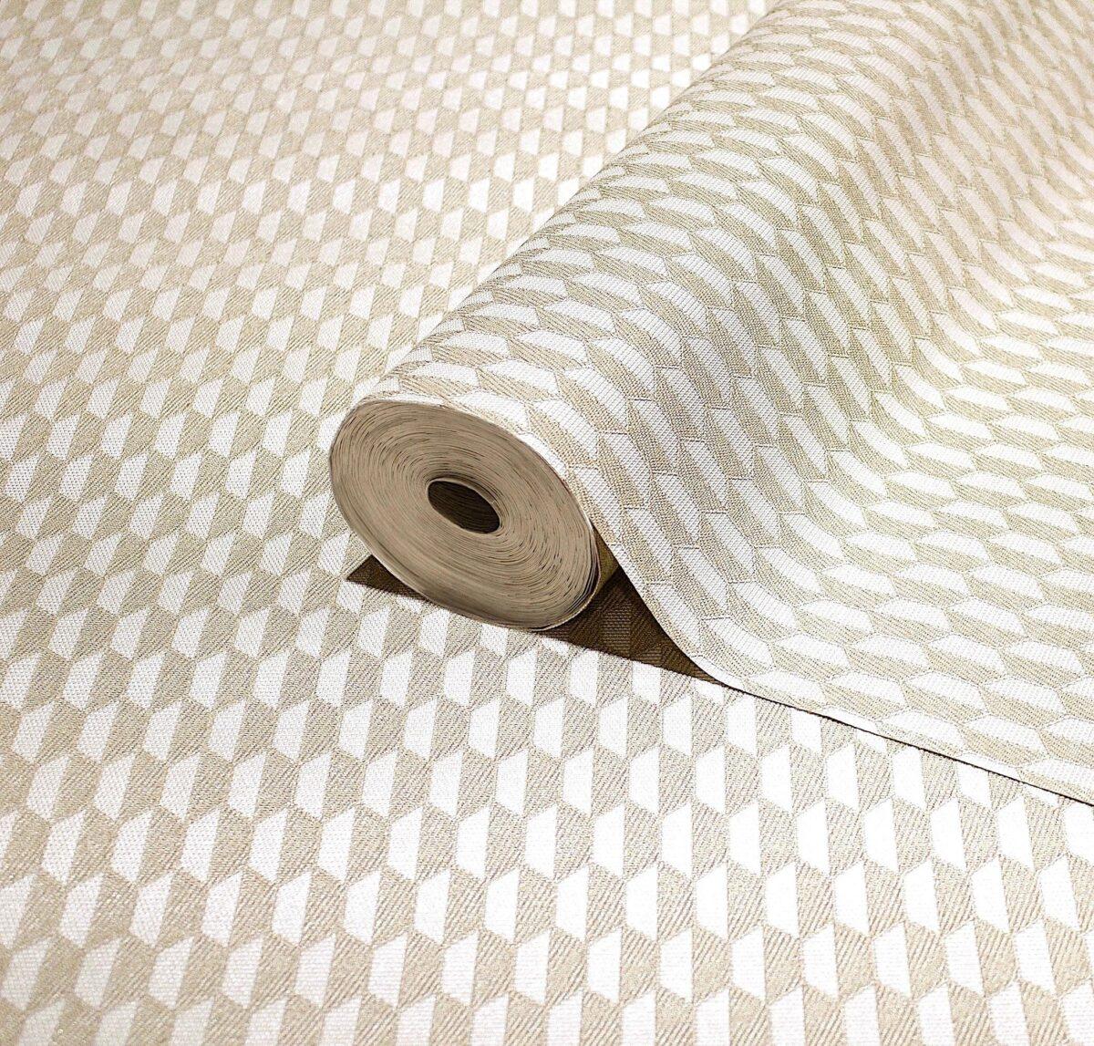Hexagon Geometric Design Wallpaper Light Cream Code - 23208-2 - Image 1