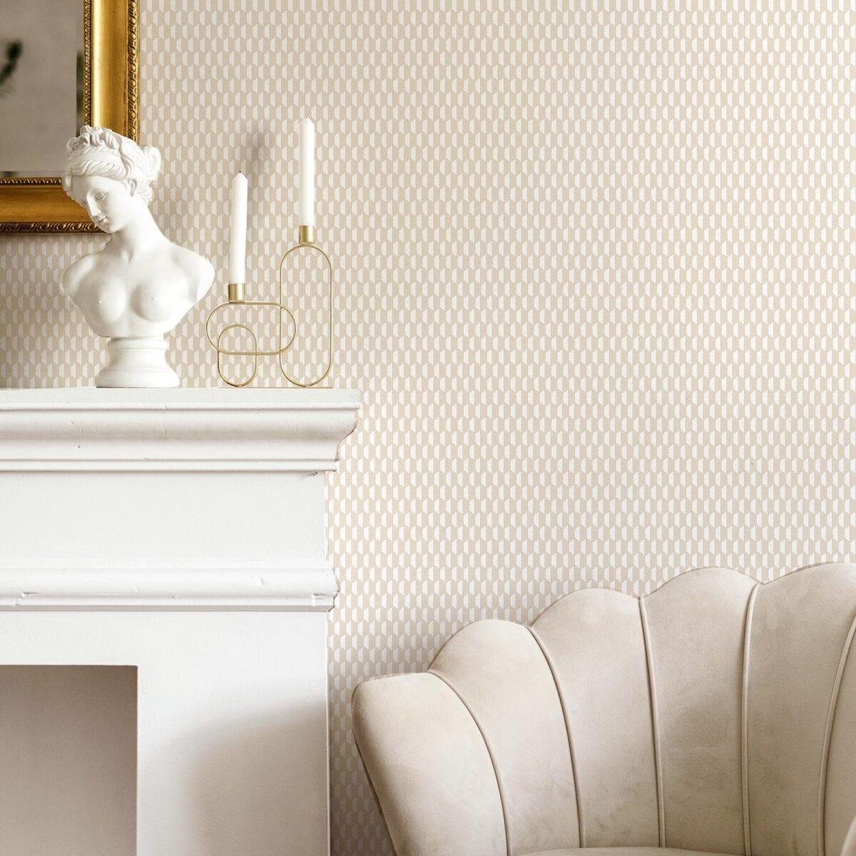 Hexagon Geometric Design Wallpaper Light Cream Code - 23208-2 - Image 2