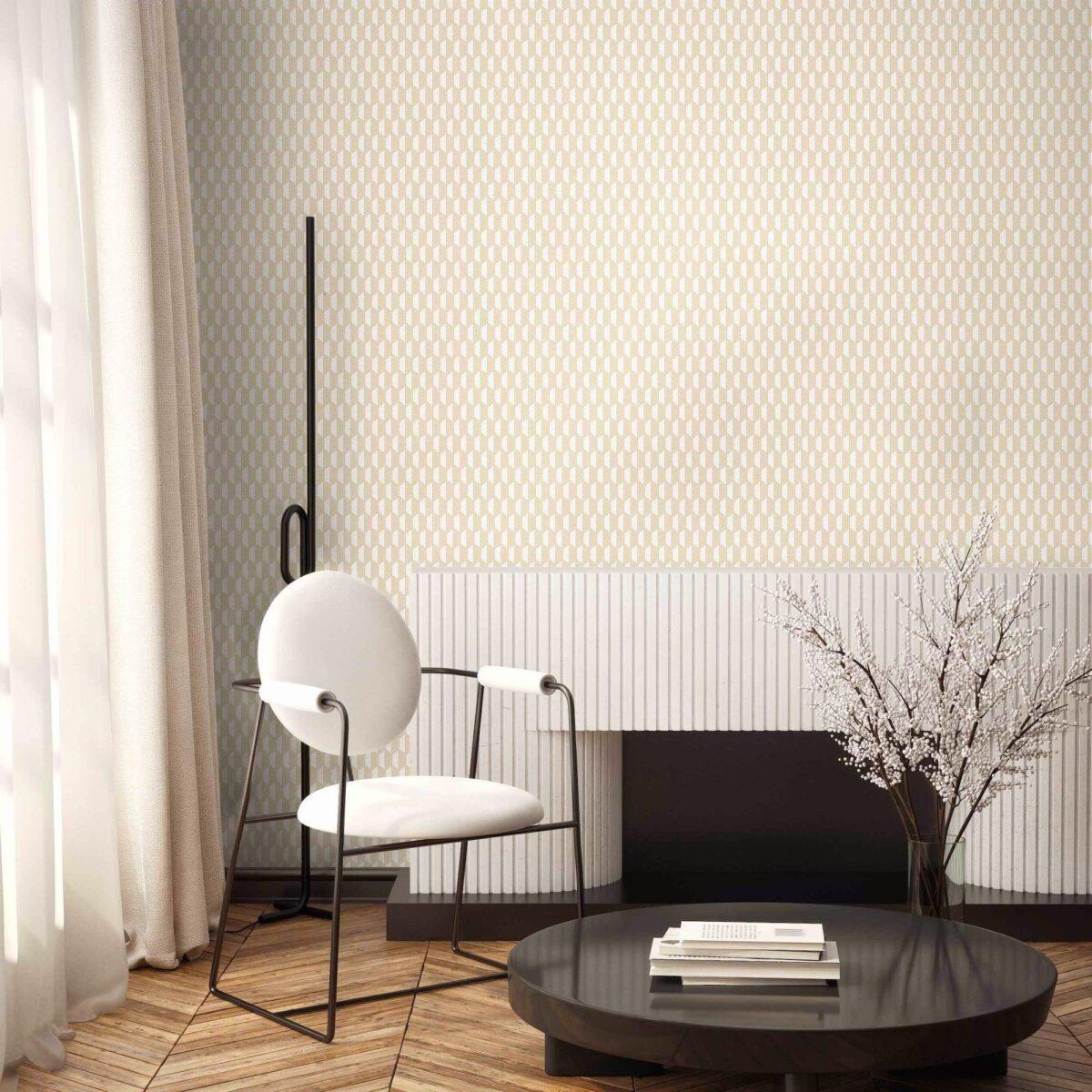 Hexagon Geometric Design Wallpaper Light Cream Code - 23208-2 - Image 4