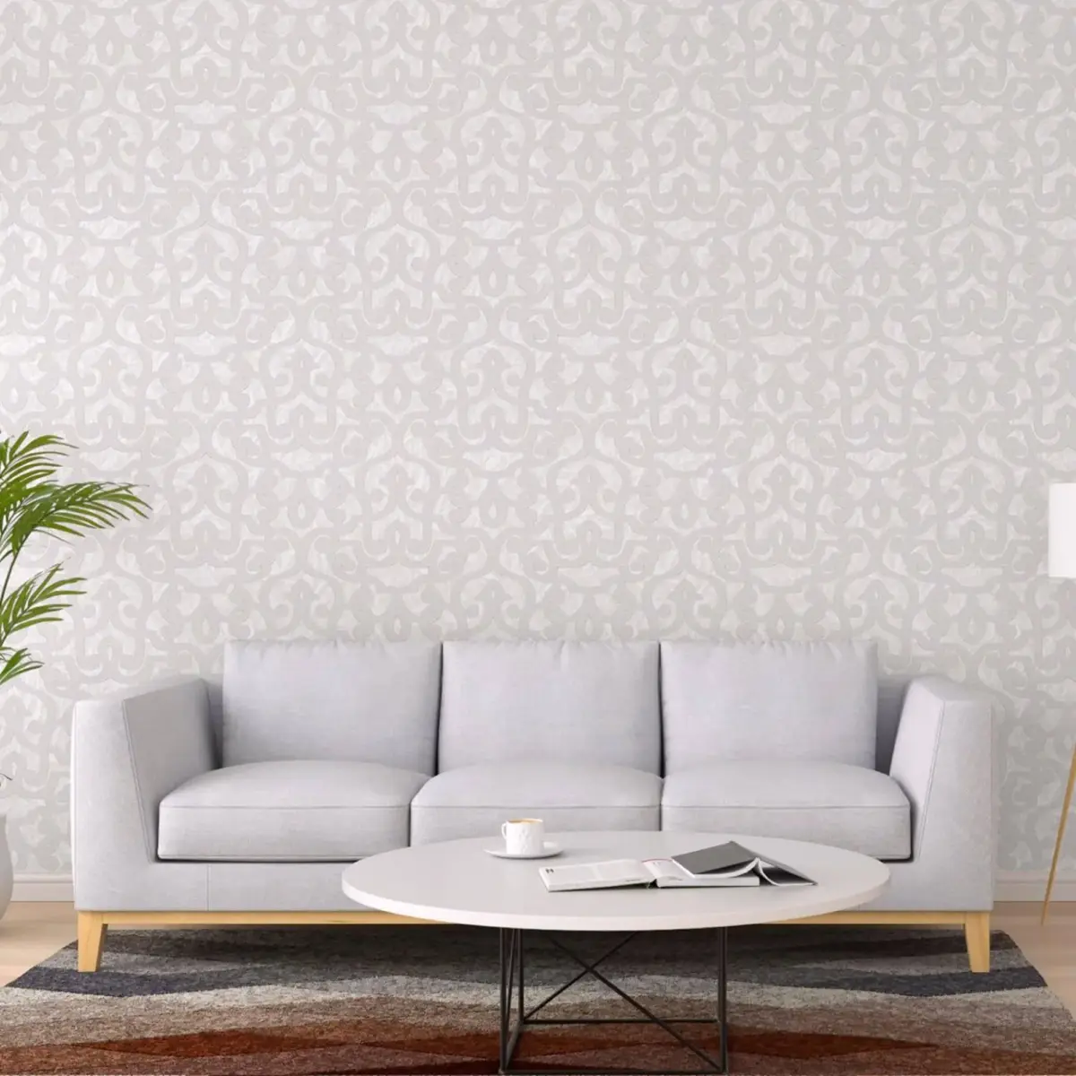 Bold neoclassical damask ornament wallpaper Cream Code 7810-1 - Image 6