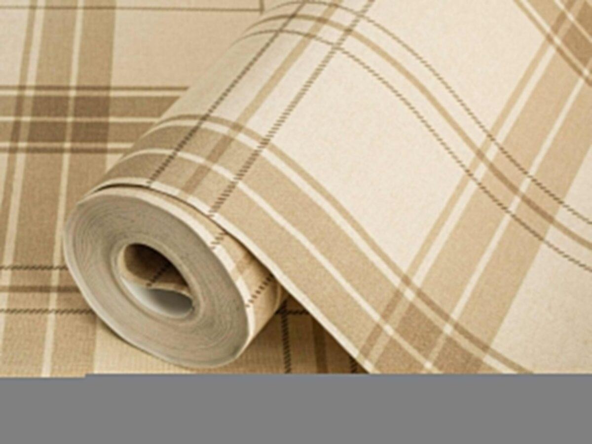 Burberry Textile Inspiration Checkered Pattern Wallpaper Beige Code 3714-2 - Image 1