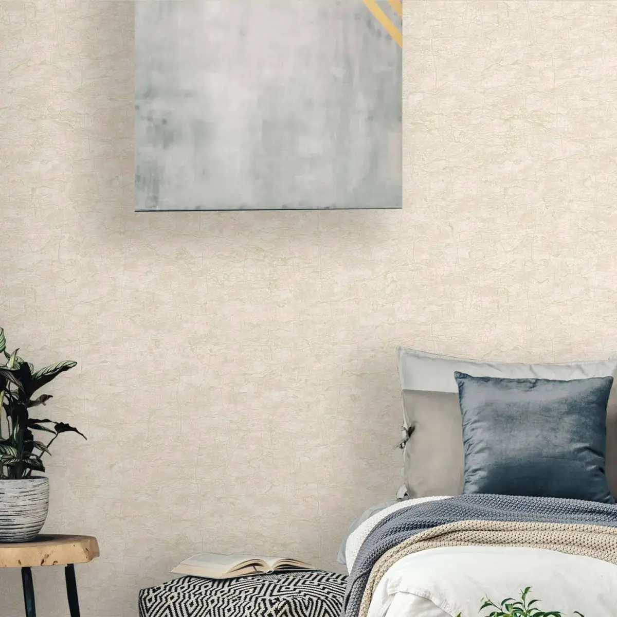 Abstract Oxidized metal pattern wallpaper Cream Code 7815-1 - Image 2
