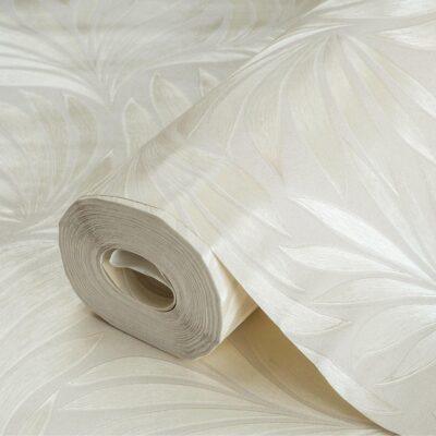 Tropical stylized leaves pattern wallpaper Cream Code 7812-2