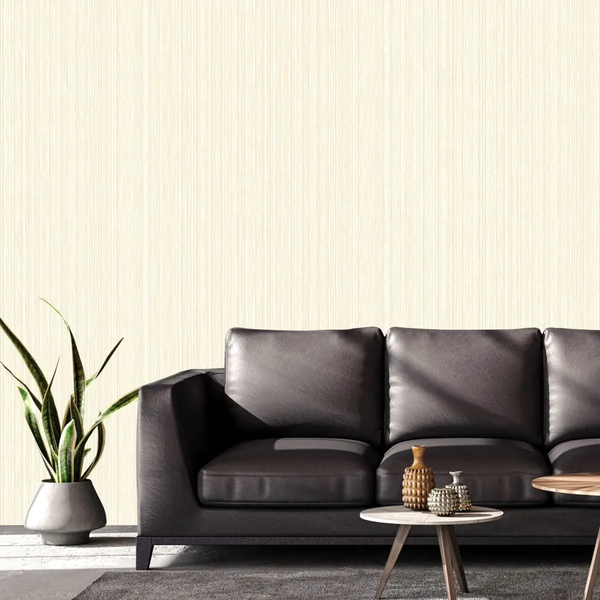Striped Plain Wallpaper Light White Code 9904-1 - Image 2