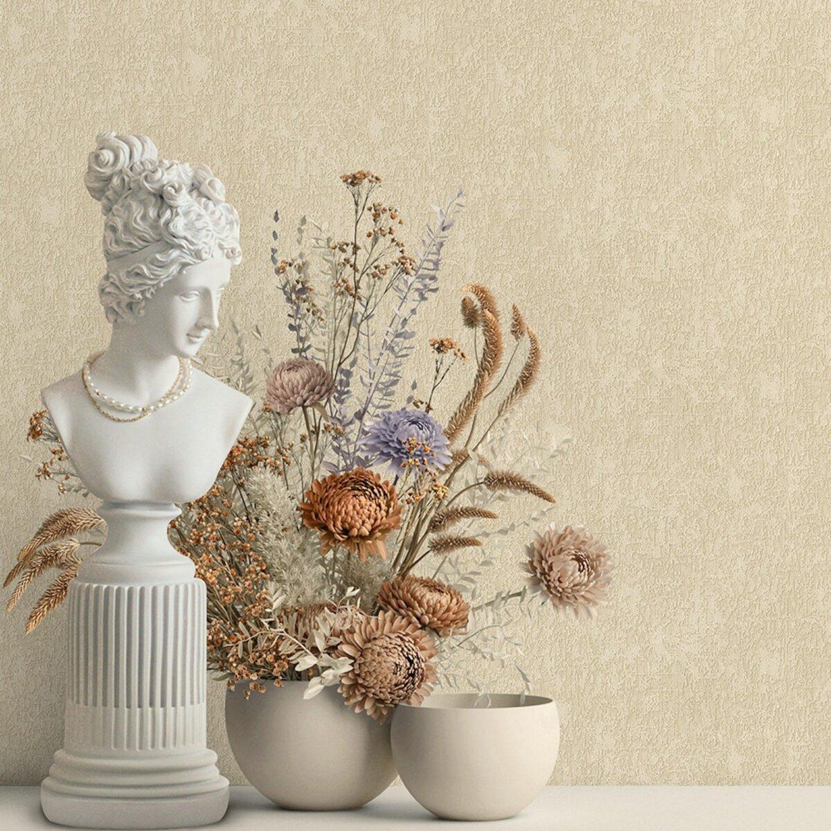 Classic Plain Design Wallpaper Cream Code 1408-2 - Image 2