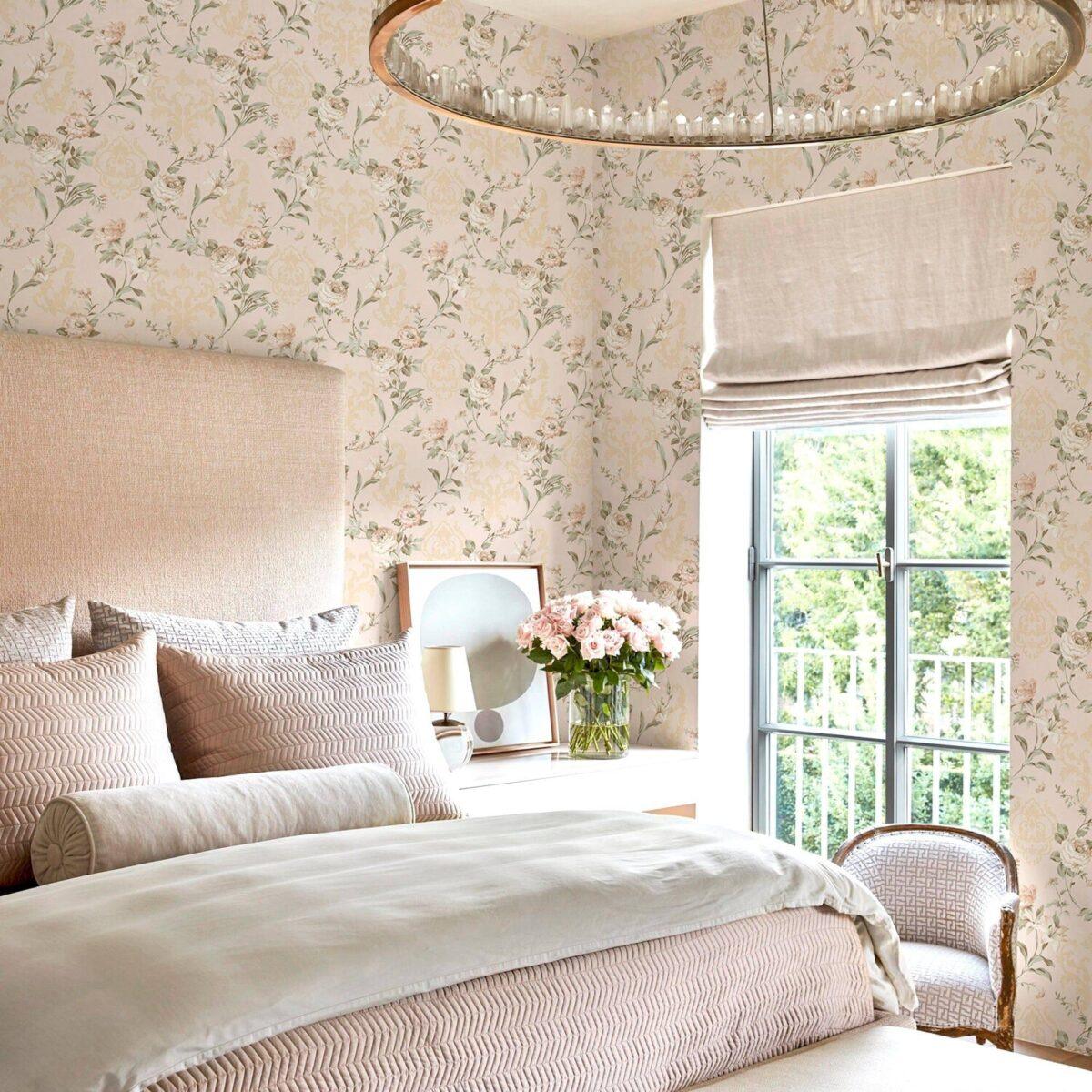 Floral damask with blooming roses ornament wallpaper Cream Code 7803-1 - Image 6