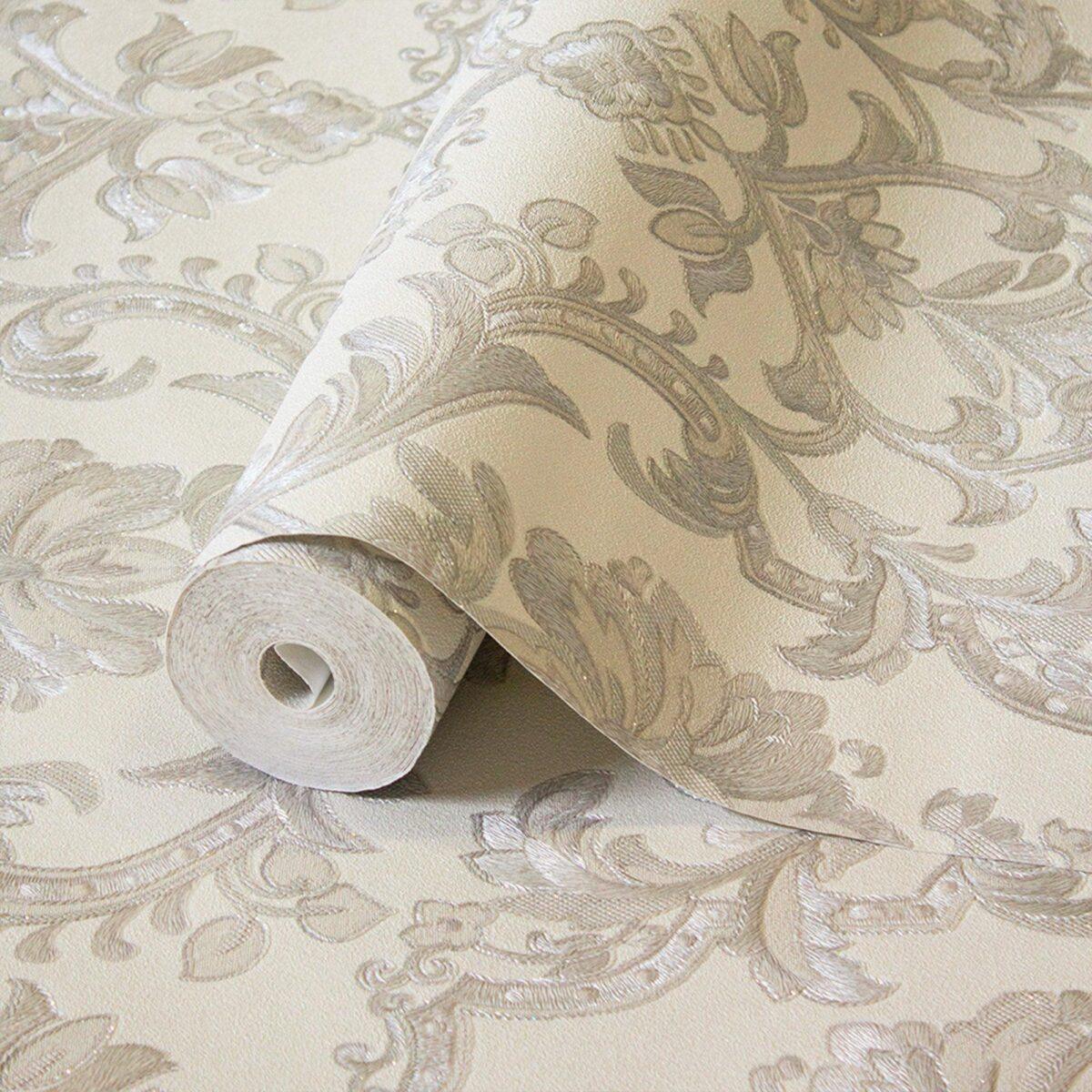Classic Damask Design Wallpaper Cream Code 1407-2 - Image 1