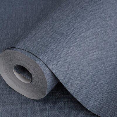 Rough Linen Fabric Texture Wallpaper Navy Blue Code 3716-7