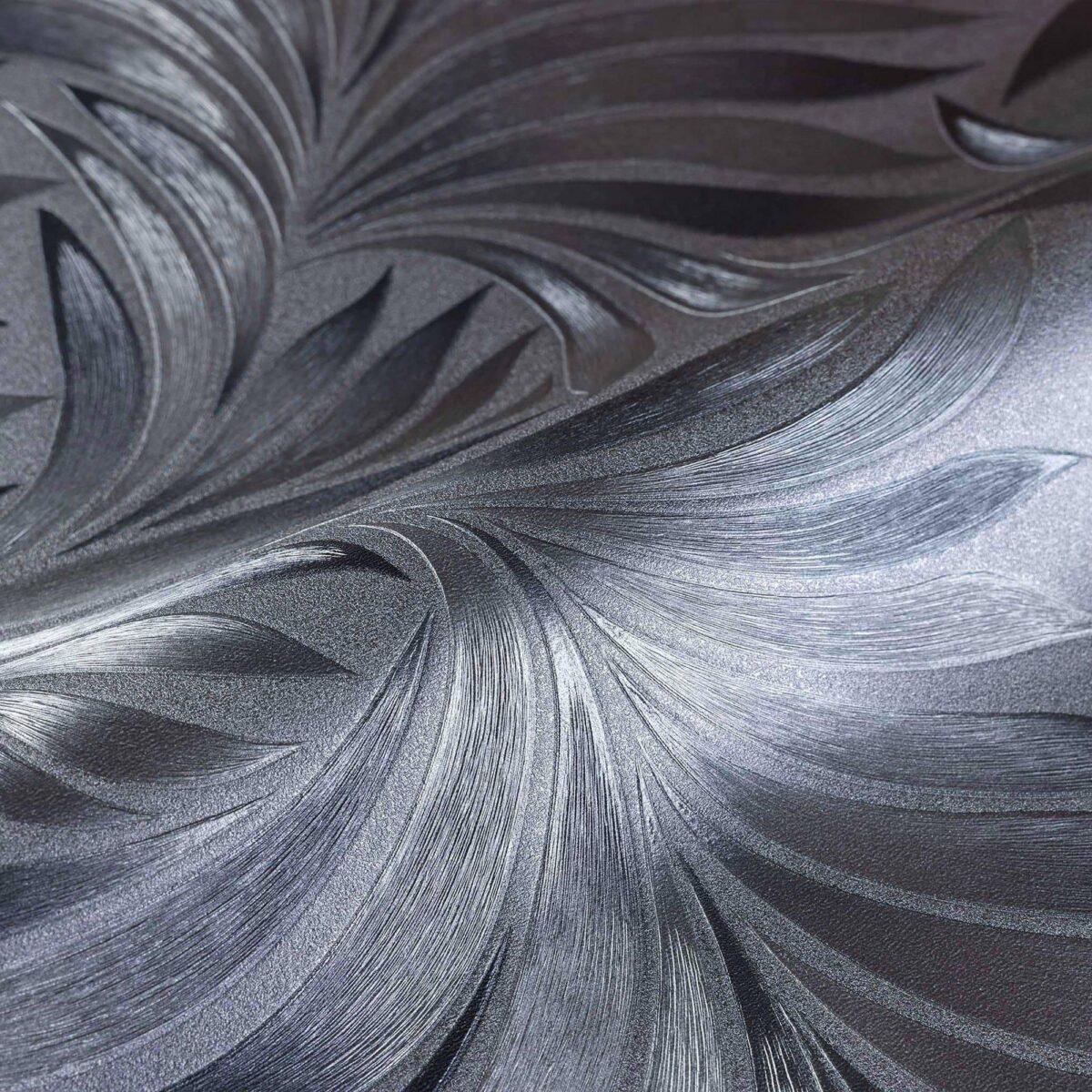 Tropical stylized leaves pattern wallpaper Black Code 7812-4 - Image 5