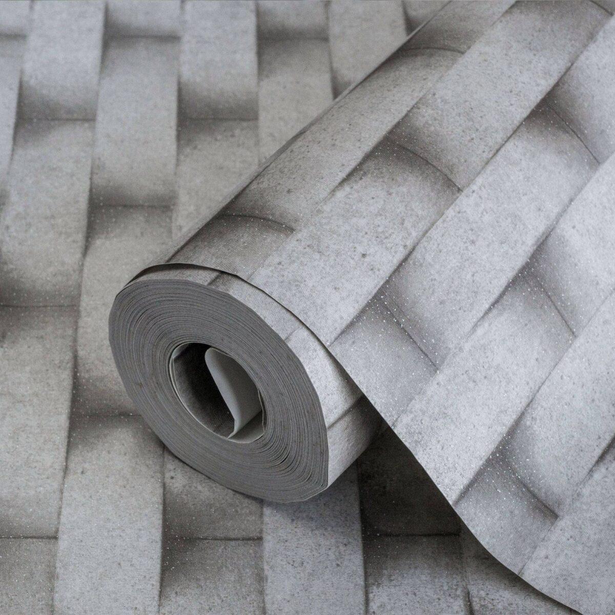 3D Rounded brick wall pattern wallpaper Gray Code 7814-2 - Image 1