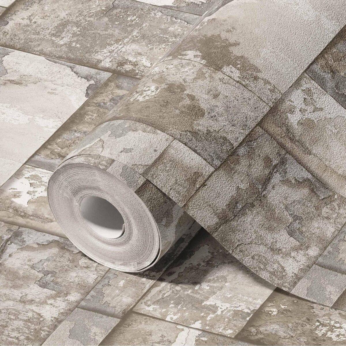 Geometric Stone Design Wallpaper Gray Code 23106-2 - Image 1