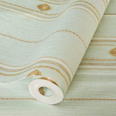 Classical Striped Wallpaper Green Code 1309-4