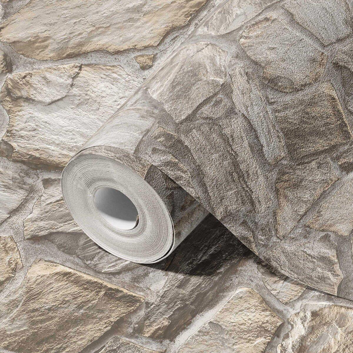 Modern Stone Design Wallpaper Cream Code 23114-1 - Image 1