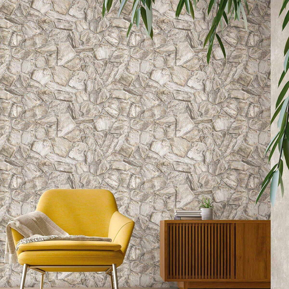 Modern Stone Design Wallpaper Cream Code 23114-1 - Image 5