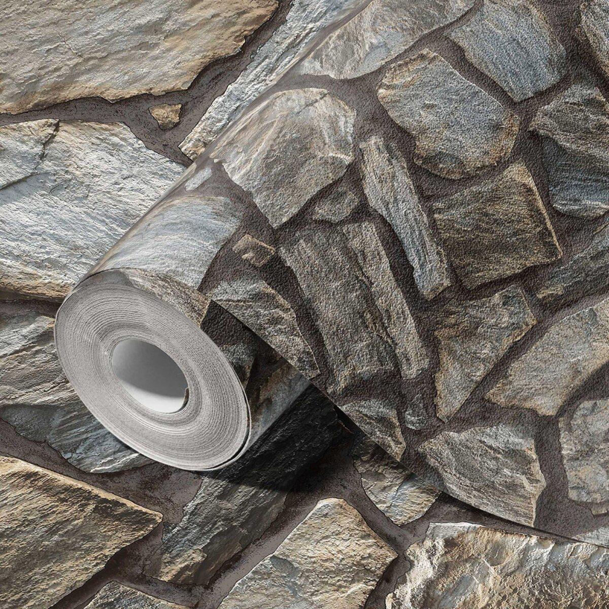 Modern Stone Design Wallpaper Gray Code 23114-3 - Image 1