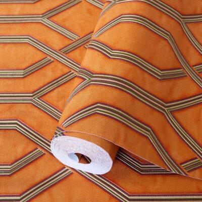 Modern Geometric Wallpaper Orange Code 1502-4