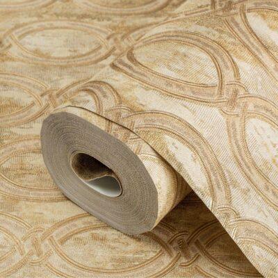 Wallpaper with stylized chain pattern Beige Code 7808-3