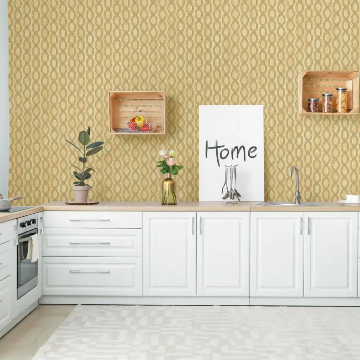 Wallpaper with stylized chain pattern Beige Code 7808-3 - Image 6