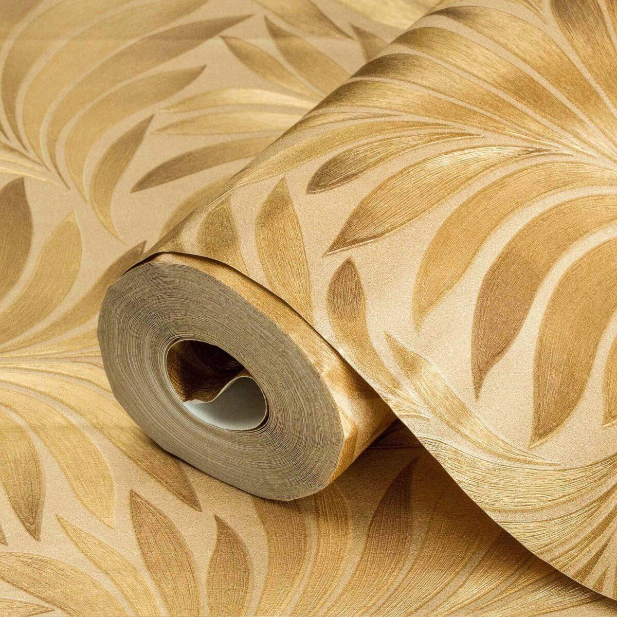 Tropical stylized leaves pattern wallpaper Gold Code 7812-5 - Image 1