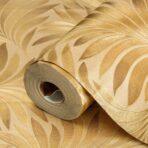 Tropical stylized leaves pattern wallpaper Gold Code 7812-5