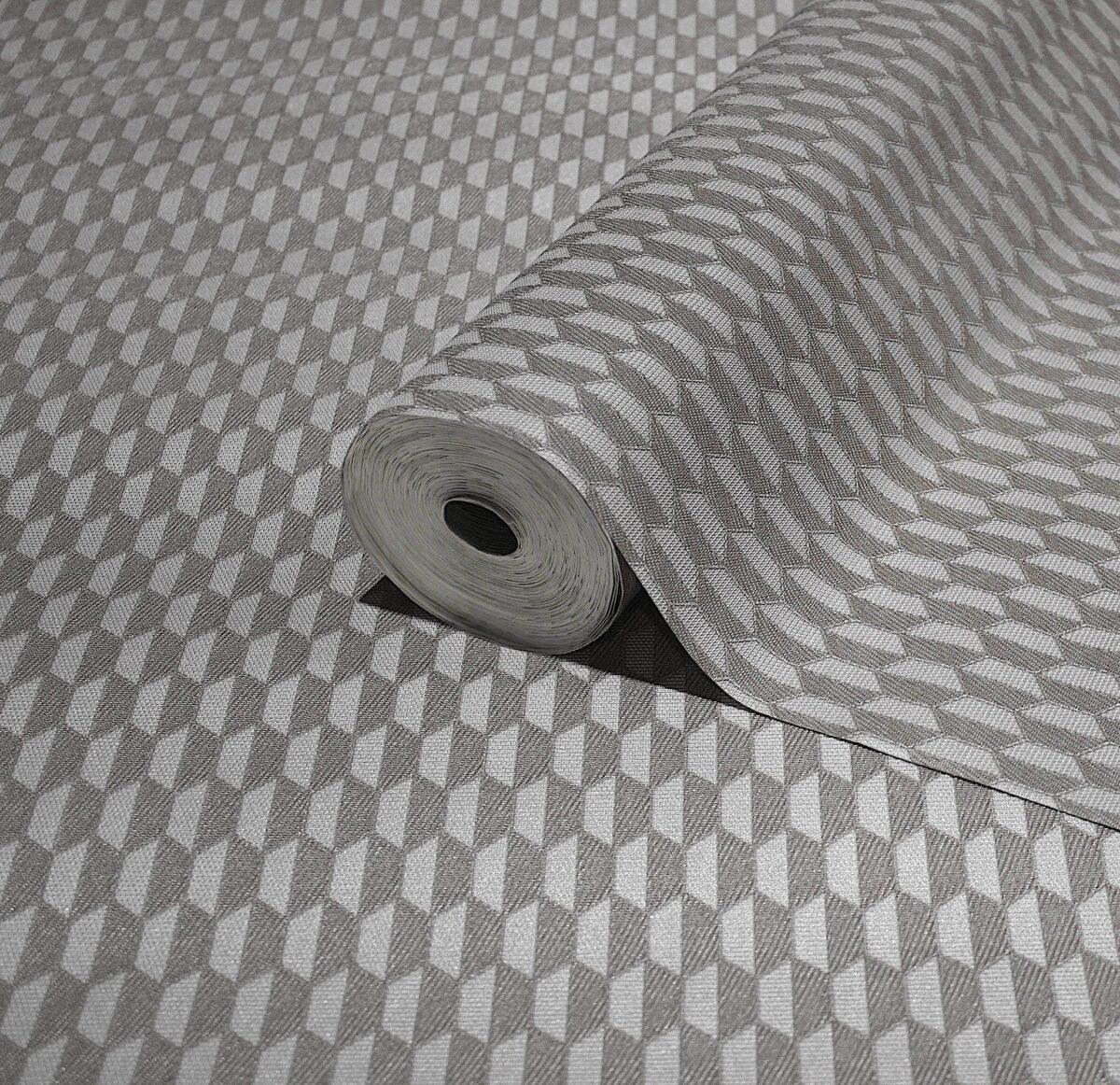 Hexagon Geometric Design Wallpaper Gray Code 23208-4 - Image 1