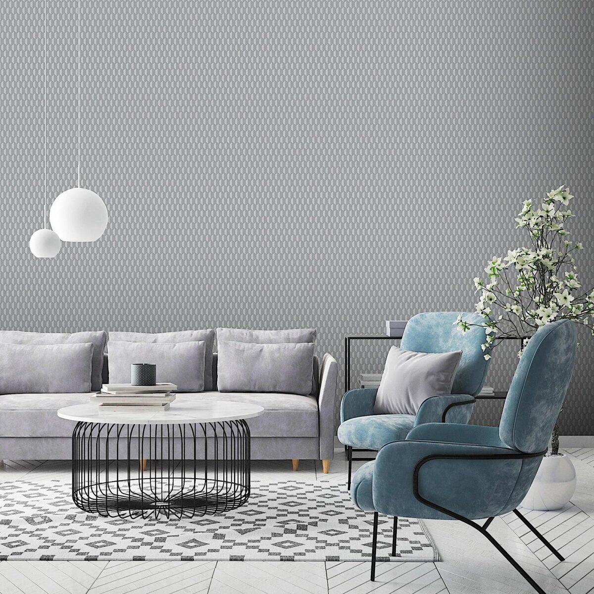 Hexagon Geometric Design Wallpaper Gray Code 23208-4 - Image 5
