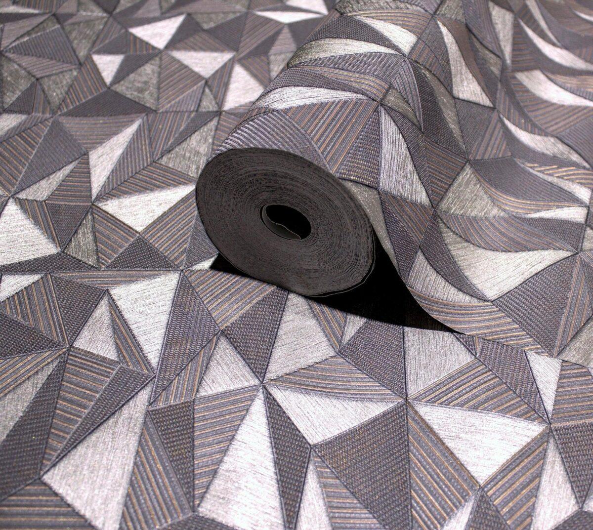 Geometric Modern Design Wallpaper Dark Gray Code 23204-5 - Image 1