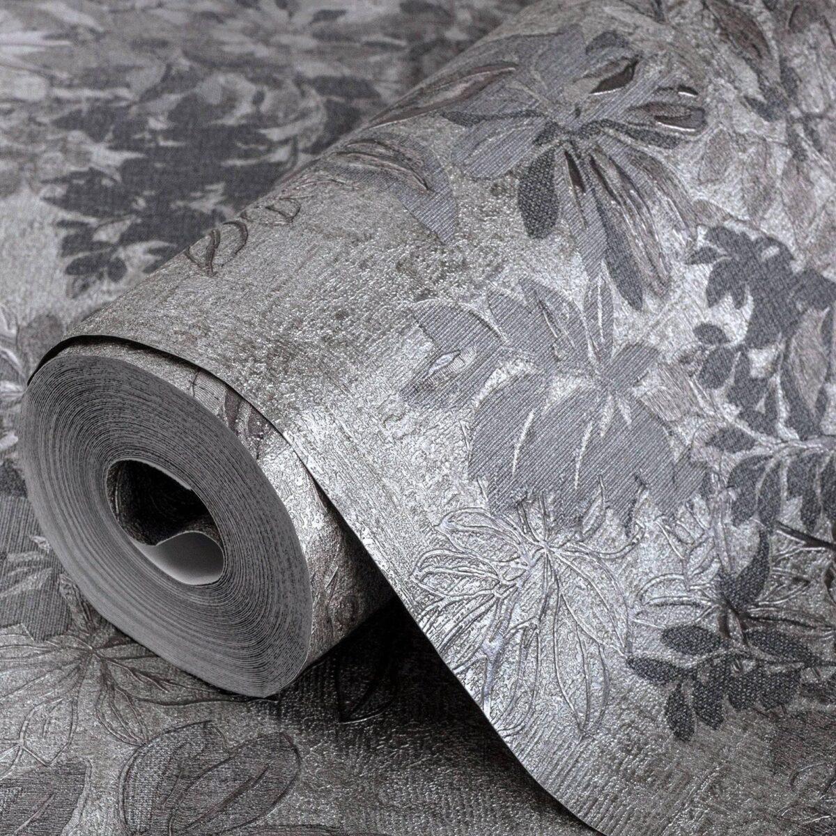 Leaf Pattern Wallpaper Make Your Rooms Look Stylish, Charcoal Code 9907-4 - Image 1