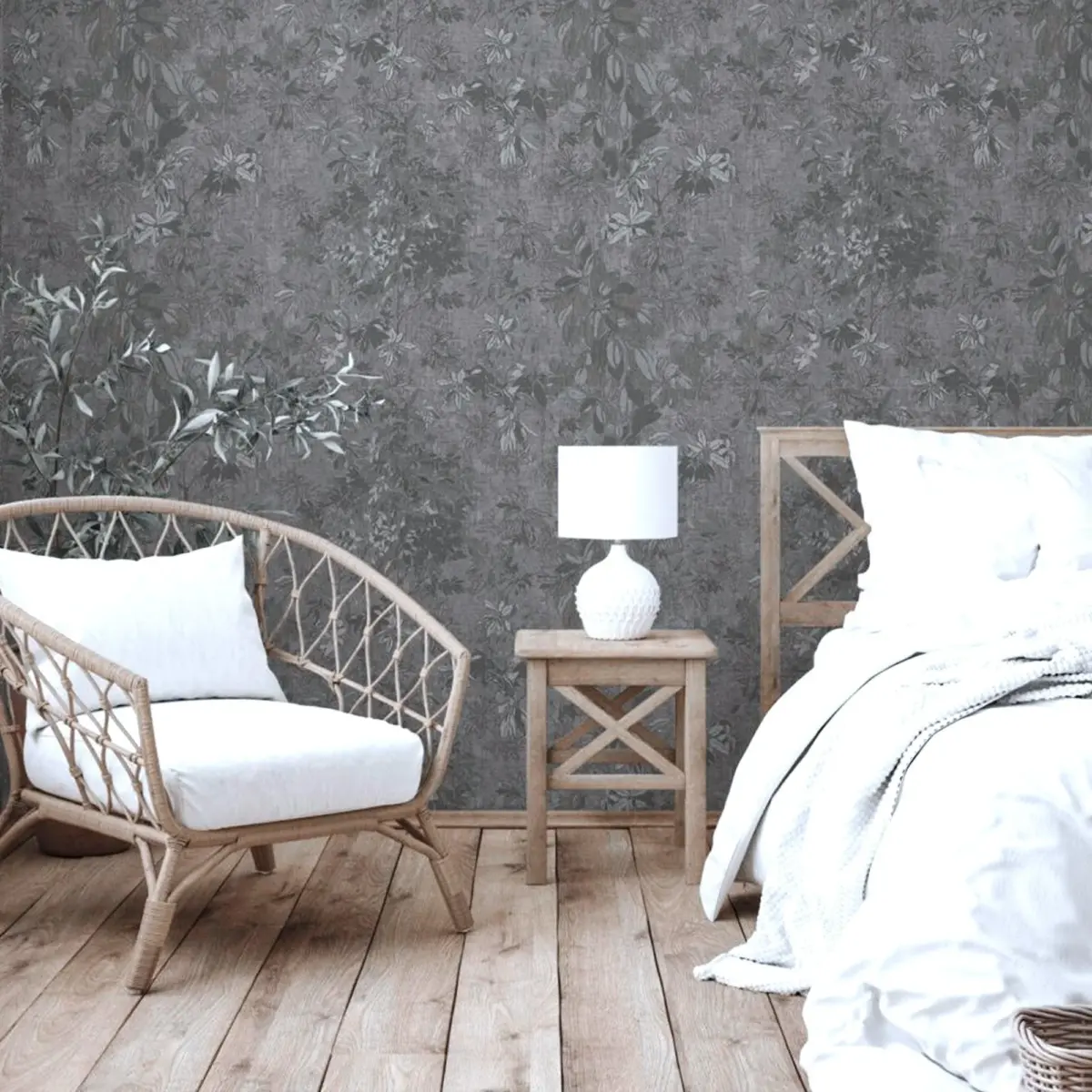 Leaf Pattern Wallpaper Make Your Rooms Look Stylish, Charcoal Code 9907-4 - Image 6