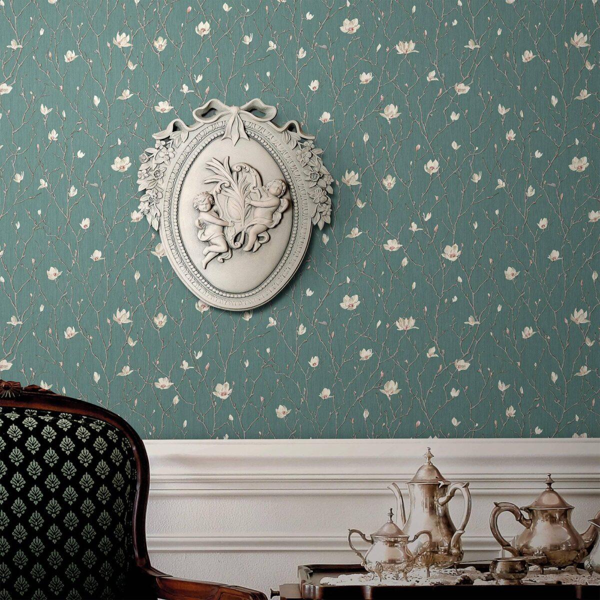 Branches of Tree in Blossom - flower motif wallpaper Green Code 7800-4 - Image 2