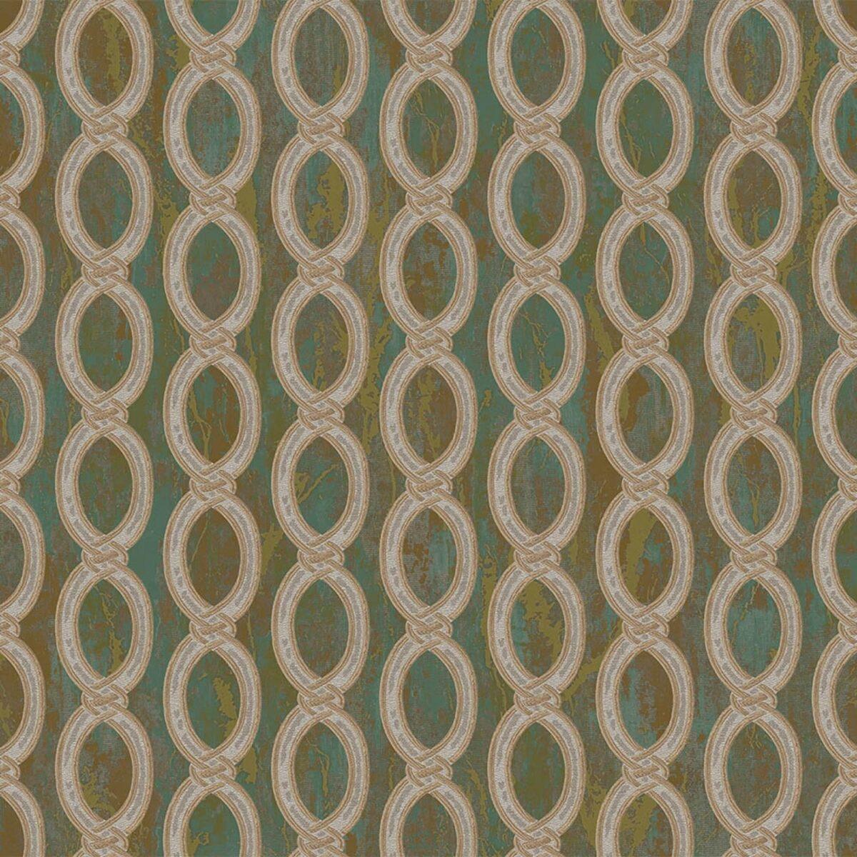 Wallpaper with stylized chain pattern Green Code 7808-4 - Image 4